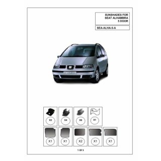 UV Car Shades Seat Alhambra 5-Door BJ. 95-10, set of 6