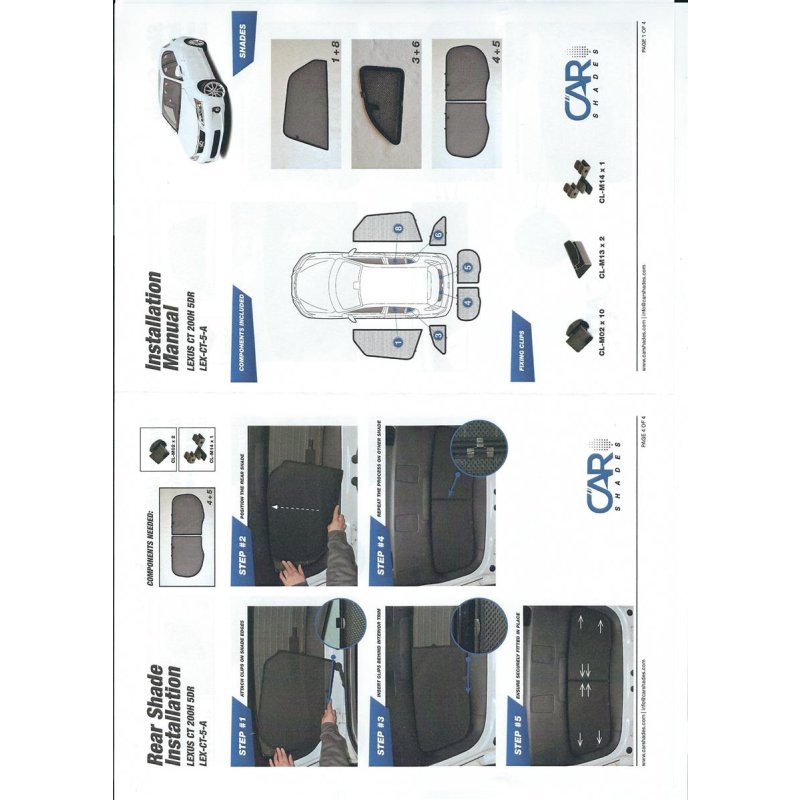6-teilig Sonnenschutz Lexus CT200H 5-Türer BJ Ab 2011